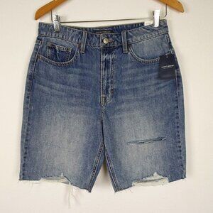 Lucky Brand Bermuda Shorts Women's 29 Blue Denim High Rise Distressed Cotton